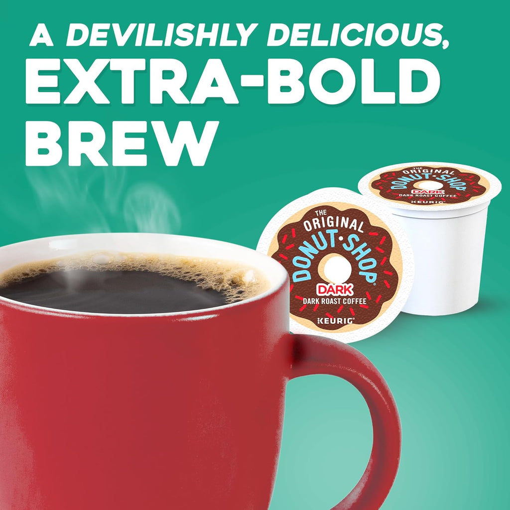 Original Donut Shop Dark Coffee - Dark Roast Keurig K-Cup Pods | 96 Count for Bold Flavor