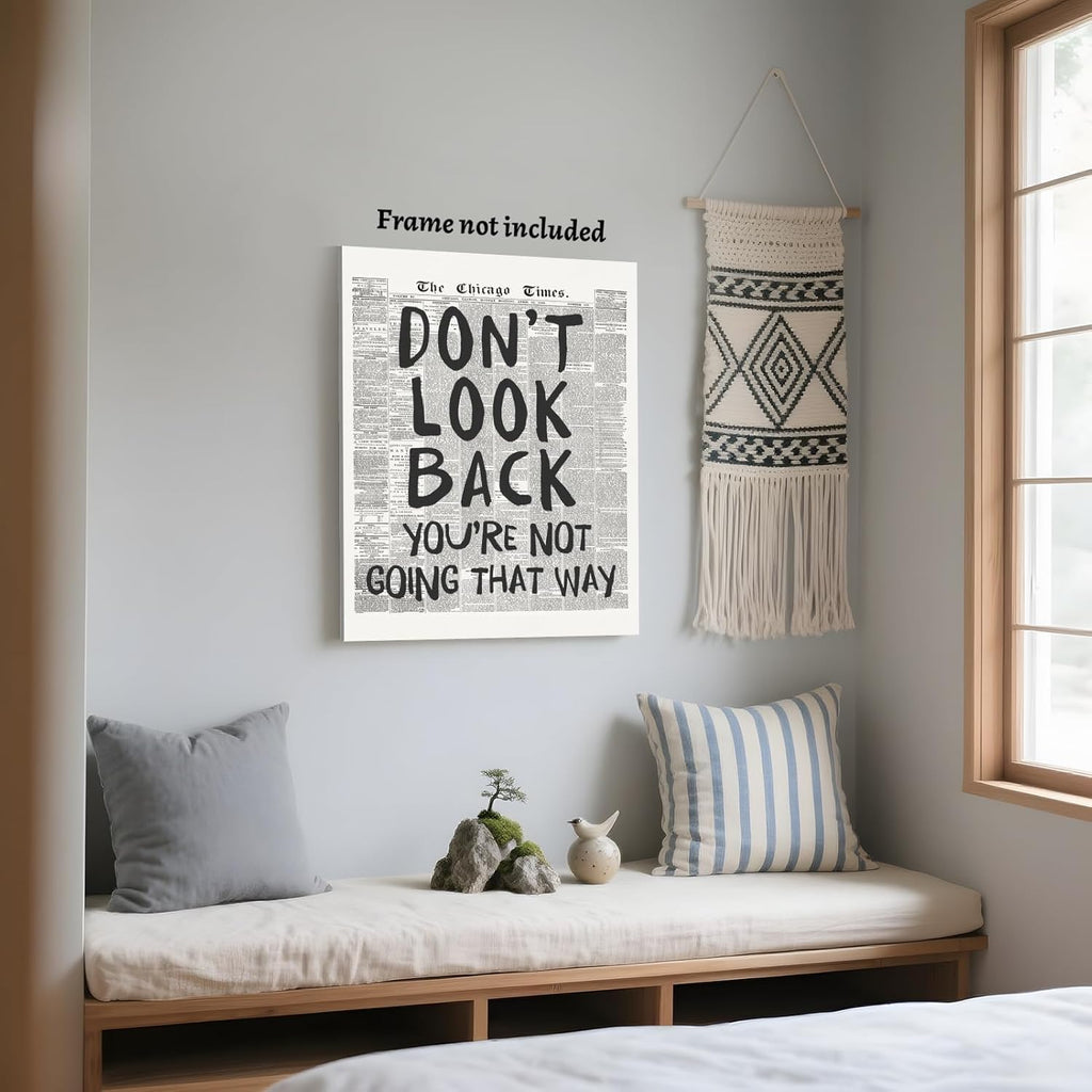 Vintage Newspaper Wall Art - Motivational Quote Poster | Black and White Inspirational Canvas Print 8x12" Unframed