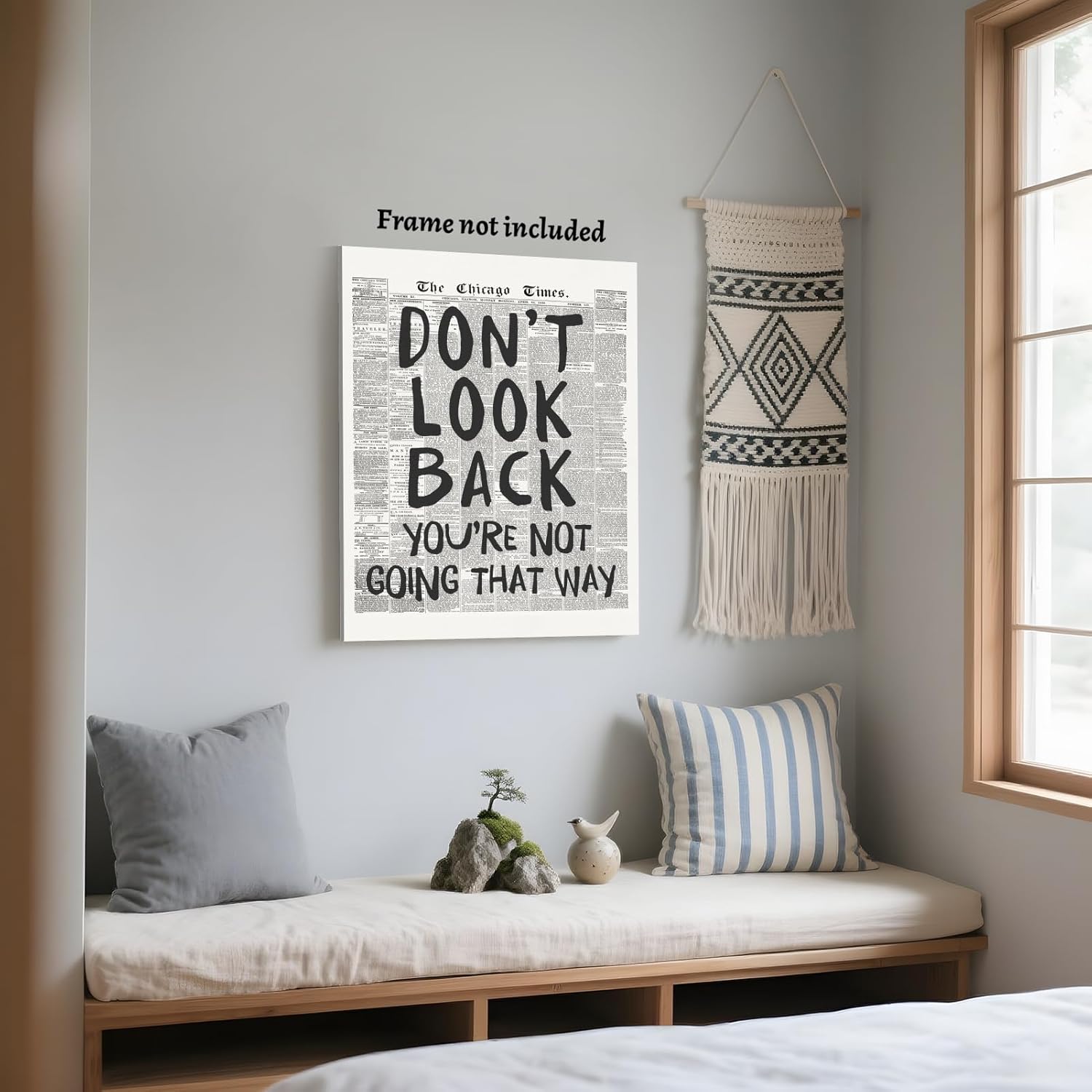 Vintage Newspaper Wall Art - Motivational Quote Poster | Black and White Inspirational Canvas Print 8x12" Unframed