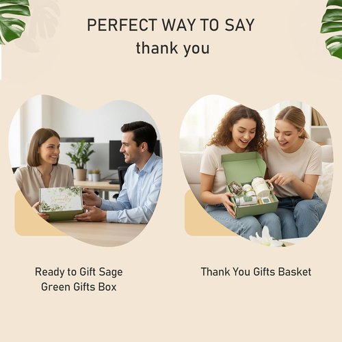 CARAKNOTS Thank You Gift Basket - Sage Green Spa Set with 12oz Mug & Joy Jar for Women, Teachers & Coworkers