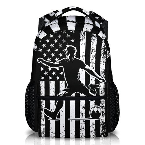Homexzdiy Backpacks for Kids Boys, Soccer School Backpacks for Preschool Elementary, Lightweight Durable Bookbag for Sports Players Lovers, 17 Inch Schoolbag Supplies for Teens 8-12