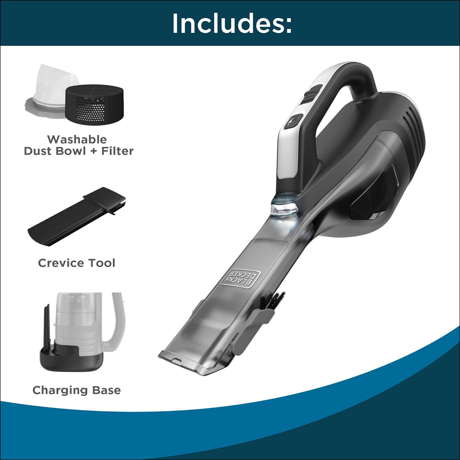 BLACK+DECKER Dustbuster Handheld Vacuum - Cordless, Lightweight Design with LED Light & Crevice Tool | Long Run Time
