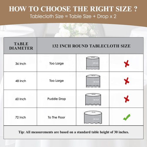 Aocoz Round Tablecloth 132 Inch 6 Pack Dark Green Tablecloths Washable Decorative Linen Polyester Table Clothes Cover for Dining Table Banquets Buffet Parties and Wedding