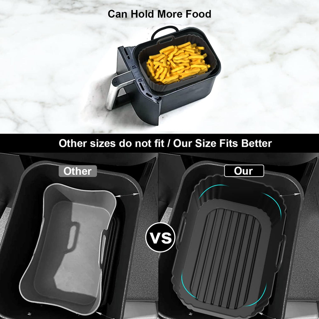 Silicone Air Fryer Liners - Reusable 2-Pack for Ninja Foodi, COSORI & Instant Air Fryers | Fits 8-10QT Baskets