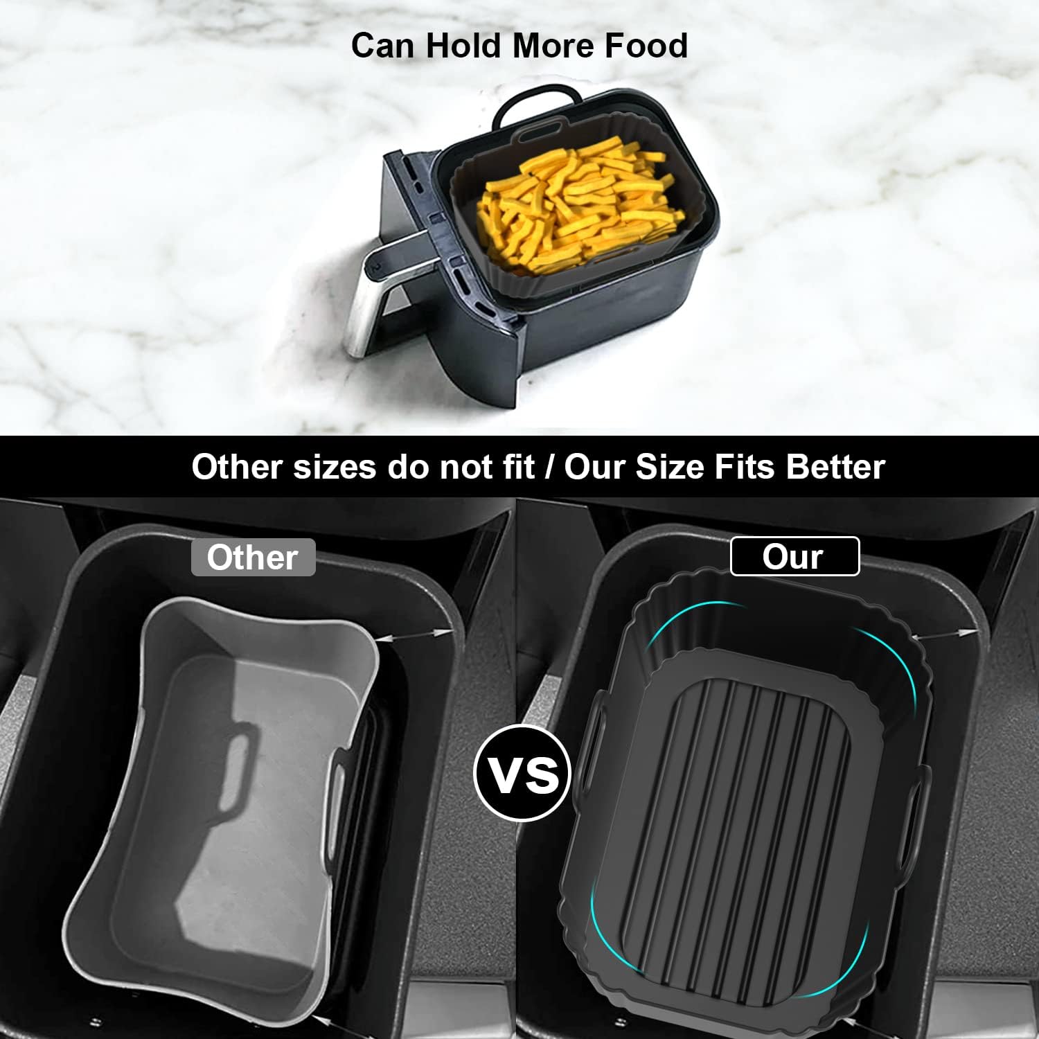 Silicone Air Fryer Liners - Reusable 2-Pack for Ninja Foodi, COSORI & Instant Air Fryers | Fits 8-10QT Baskets