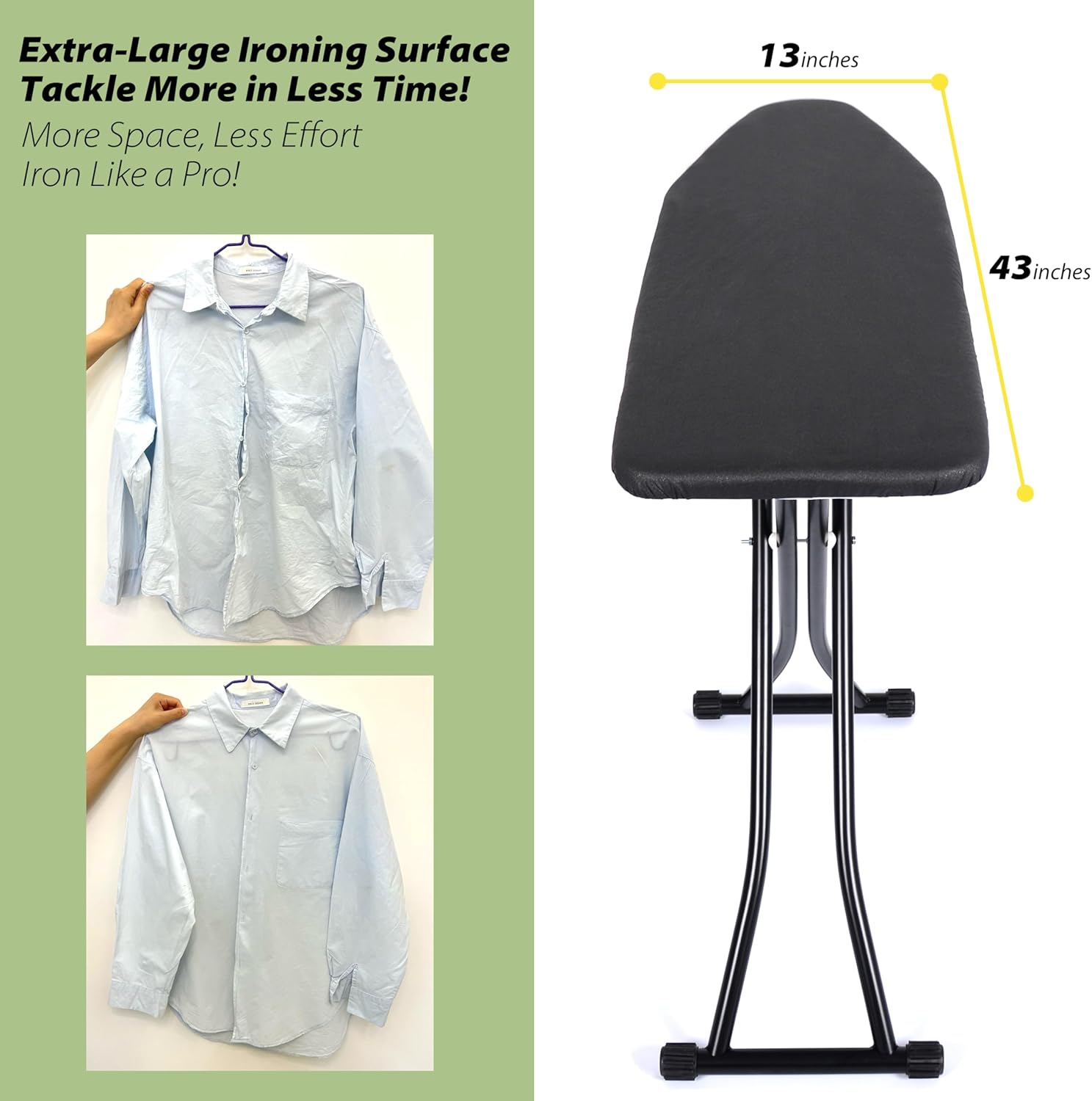 Skiennix Foldable Ironing Board - Adjustable Height with Heat-Resistant Cover | Lightweight & Durable for Home Use
