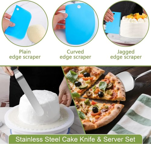 168Pcs Cake Pan Set by [Brand Name] - Non-Stick Springform Pans (6, 8, 10 Inches) & Icing Tips | Multi-Functional Baking Supplies
