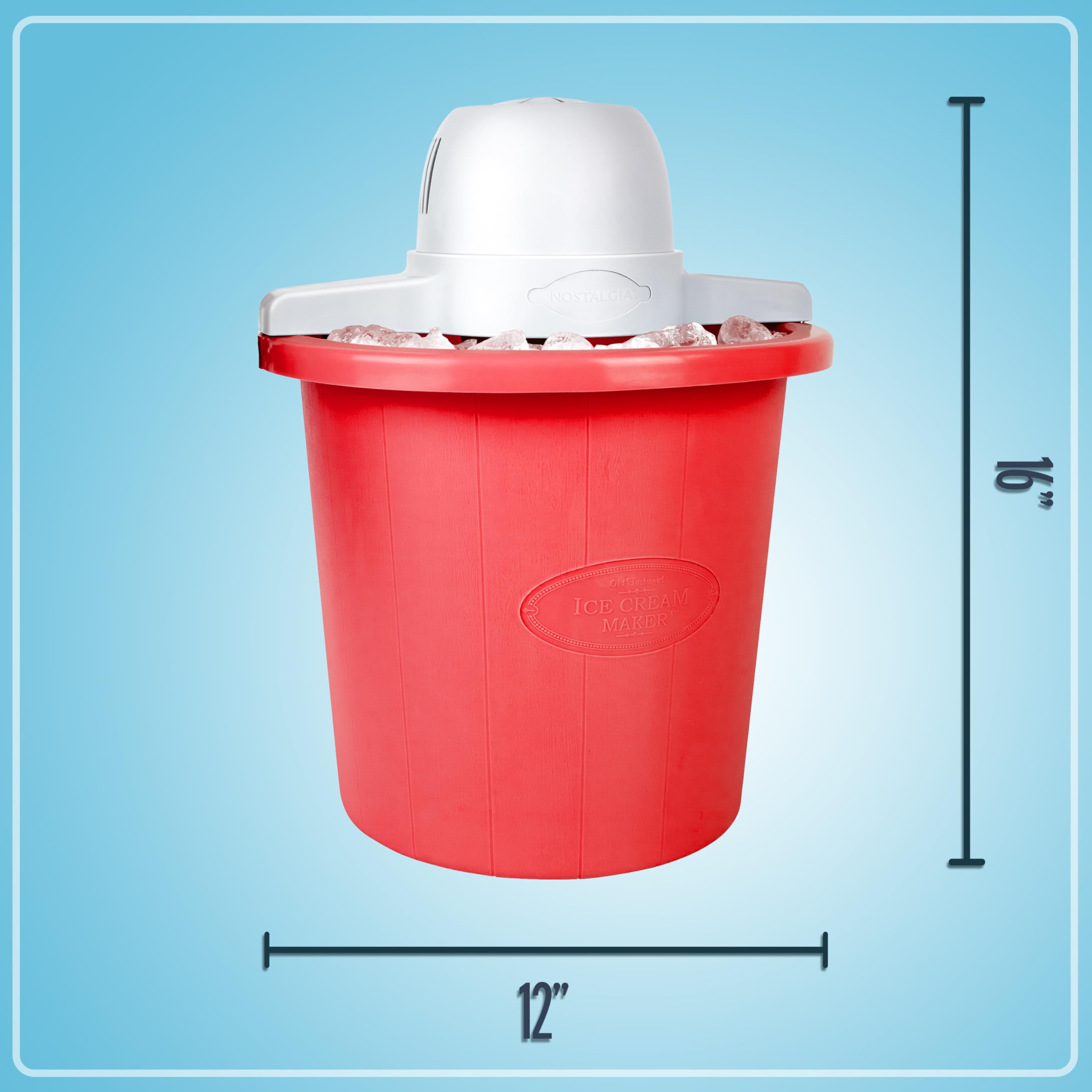 Nostalgia Electric Ice Cream Maker – Parlor Style, Old Fashioned Soft Serve Ice Cream Machine Makes Frozen Yogurt or Gelato in Minutes - Fun Kitchen Appliance – Red - 4 Quart