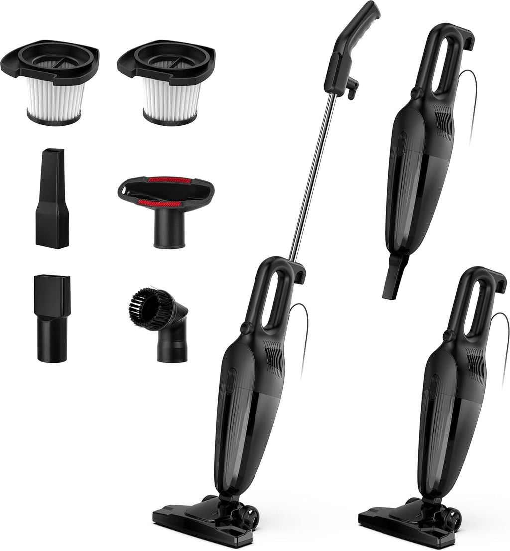 Zefiro Lightweight Corded Stick Vacuum - High Suction Bagless Cleaner for Carpet & Hardwood, Ideal for Pet Hair