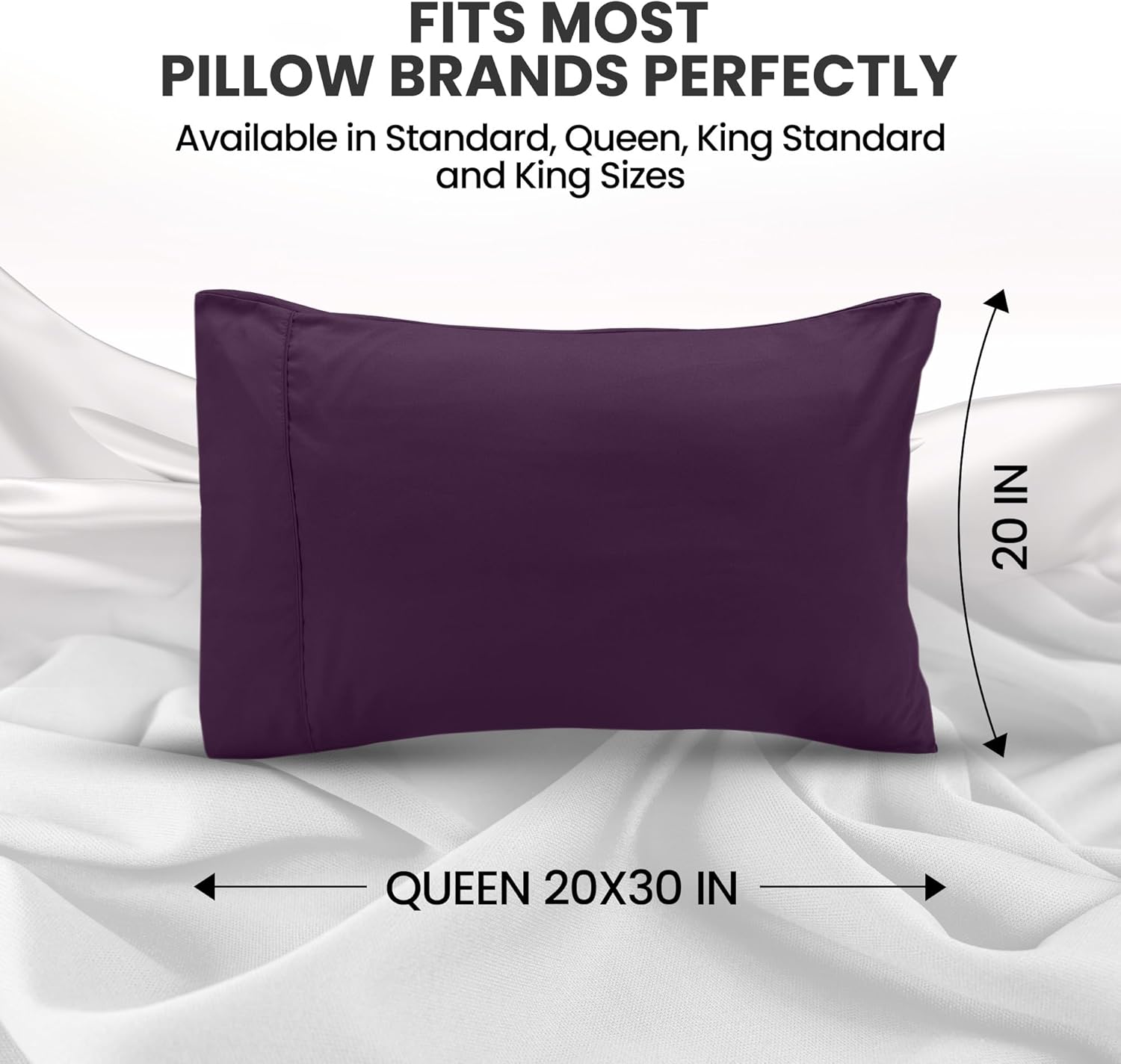 Utopia Bedding Queen Pillow Cases - Soft Brushed Microfiber - 2 Pack, Fade Resistant | 20 x 30 Inches, Purple