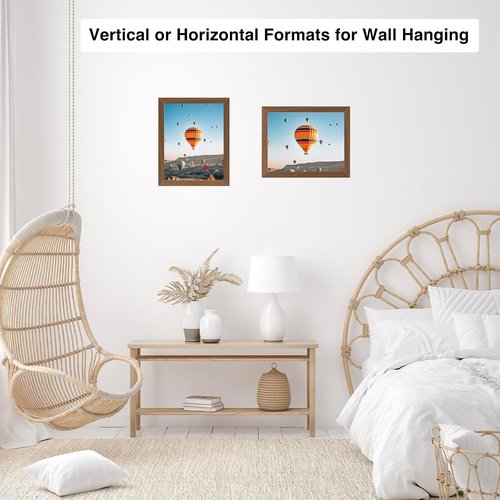 JCJMY 9x12 Picture Frame - Brown Wall Hanging Frame with Shatter-Resistant Plexiglass | Horizontal or Vertical Display
