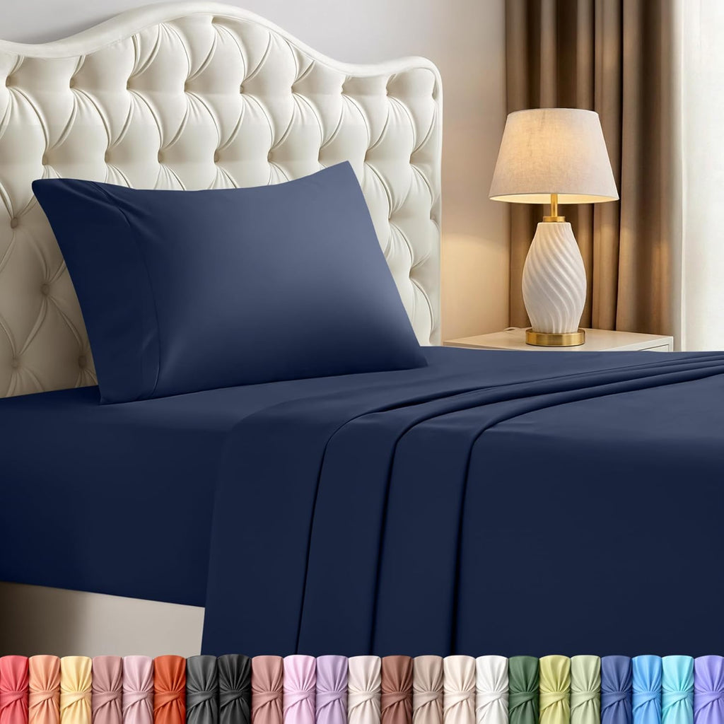 Utopia Bedding Twin XL Sheet Set - Soft, Breathable Microfiber 3-Piece Bed Sheets | Navy Blue
