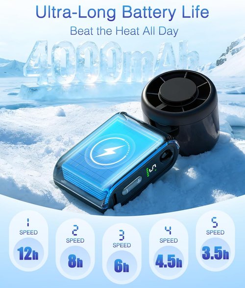 **Turbo Fan | Portable Handheld Mini Fan - Whisper-Quiet, 5-Speed, Rechargeable, Perfect for Travel (Black)**