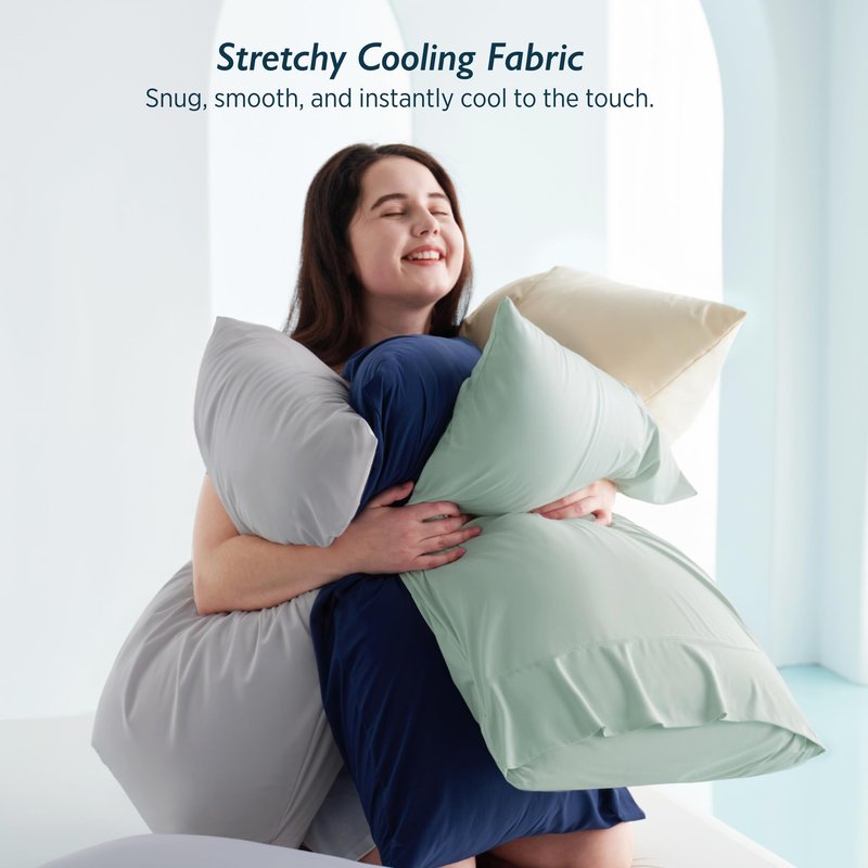 Breescape Cooling Pillow Cases Standard/Queen Size - BlendTek™ Dry & Cool Technology for Hot Sleepers and Night Sweats, Soft & Smooth Pillowcases for Hair & Skin Care, Set of 2, 20" x 30", Misty Gray