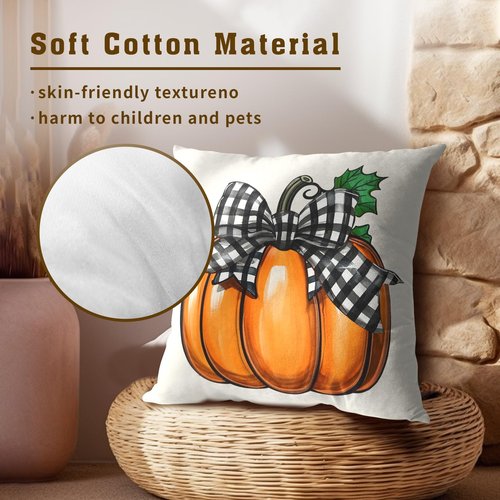 Giwawa Fall Pumpkin Throw Pillow Covers 18X18 Inch Set of 2 Autumn Thanksgiving Farmhouse Harvest Decorative Pillowcases Cushion Case for Couch Bed Sofa Patio Porch Outdoor Home Decor