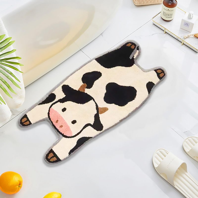 UKELER Nursery Cute Cow Shaggy Accent Bedroom Bathroom Rug, Non-Slip for Kids, 36''17''