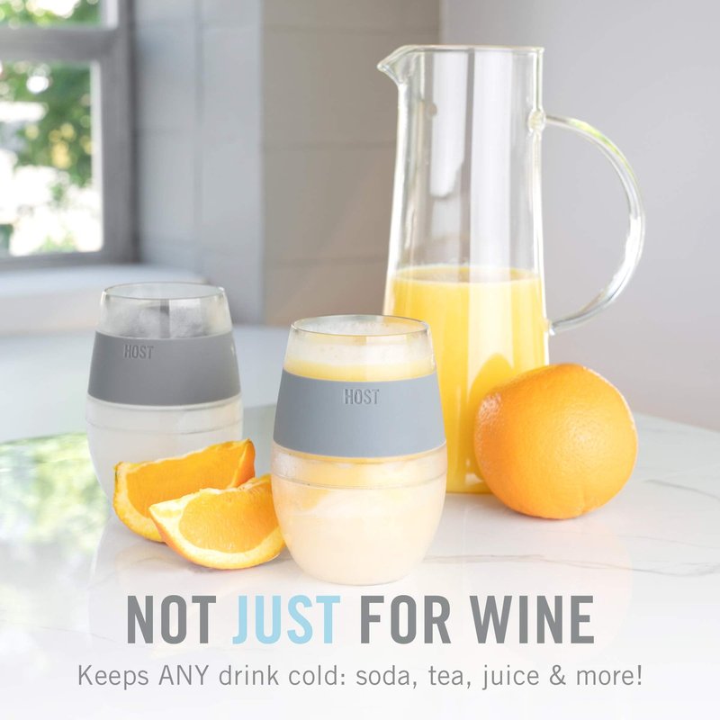 Host Wine Freeze Cup with Lid, Double Wall Insulated, Cooling Freezable Drink with Gel, Glasses for Red and White Wine, 8.5 oz, Set of 2, Mint