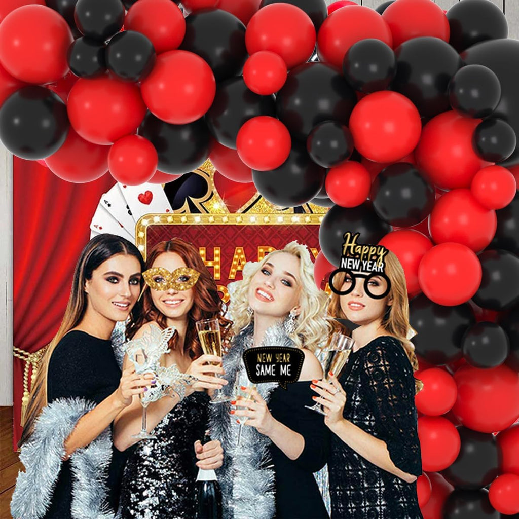 Skiennix Red and Black Balloon Garland Arch Kit - 122PCS Latex Balloons for Birthday, Wedding & Party Decor