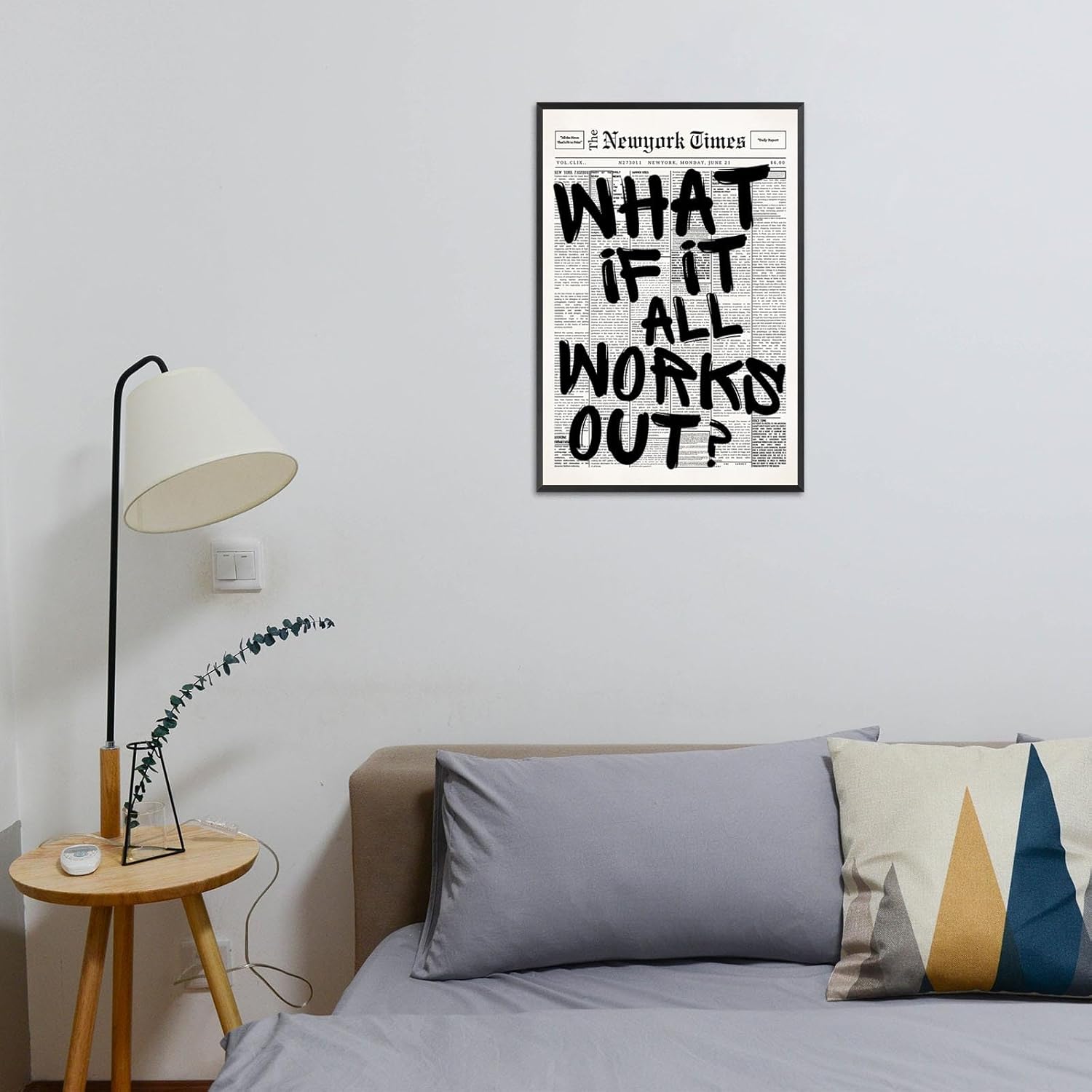 Skiennix Unframed Black And White Newspaper Canvas Poster - Inspirational Quote Wall Art | 8x12in
