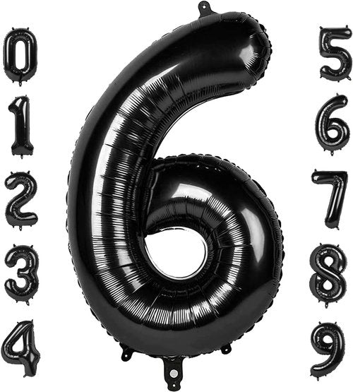 6 Balloon Number 40 Inch - Black 6th Birthday Balloons for Boys & Girls | Perfect for Parties & Events