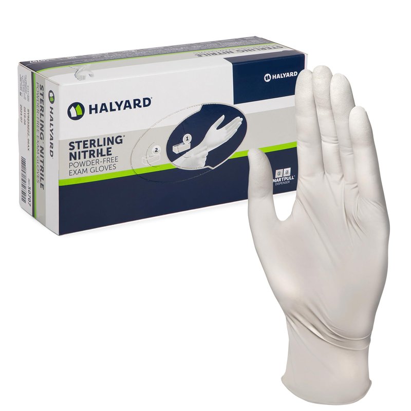 HALYARD STERLING Nitrile Exam Gloves, Non-Sterile, Powder-Free, 3.8 mil, 9.5 Inches, Gray, Large, 45271 (Box of 100)
