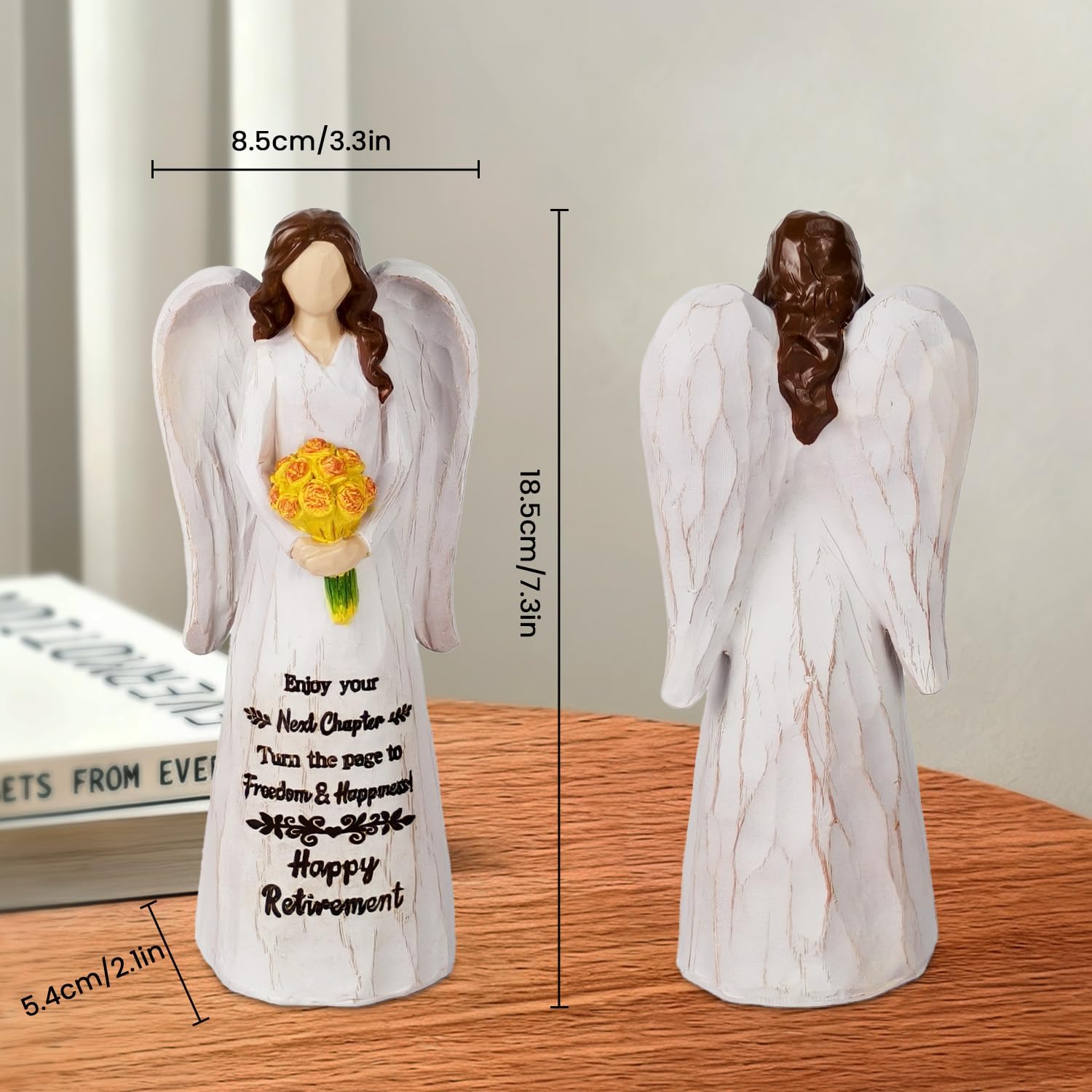 Skiennix Retirement Gifts for Women - Hand-Painted 7.3" Resin Angel Figurine | Perfect for Nurses & Teachers