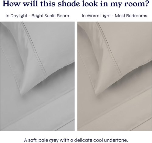 California Design Den King Size Pillowcase Set - 400 Thread Count, 100% Cotton Sateen, Soft & Breathable | Light Grey