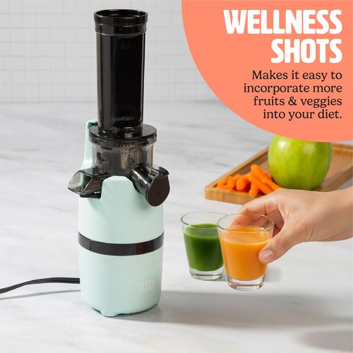 Tasty Slow Juicer, Compact Masticating Juicer with Pulp Separation, Maximum Juice Yield for Fresh, Nutrient-Rich Drinks, Easy Clean-Up & Compact Design, Aqua