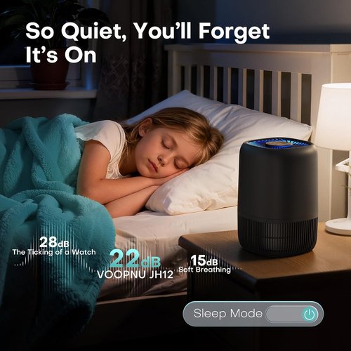 **Skiennix Air Purifier - High Efficiency Filter for Up to 1076 Ft² | Compact, Quiet Design for Pets & Allergens - Black**