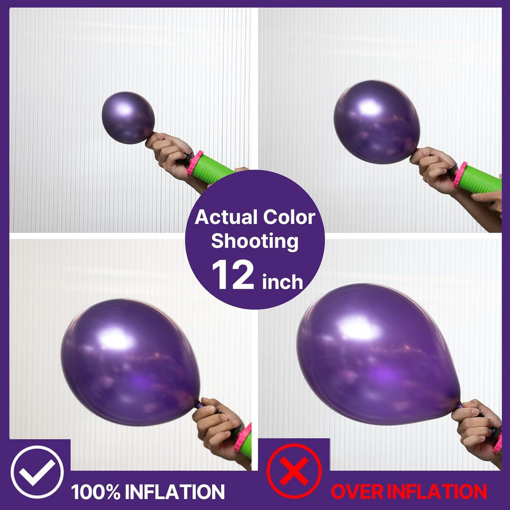 PartyWoo Metallic Purple Balloons - 50pcs 12 Inch Chrome Latex Helium Balloons for Celebrations