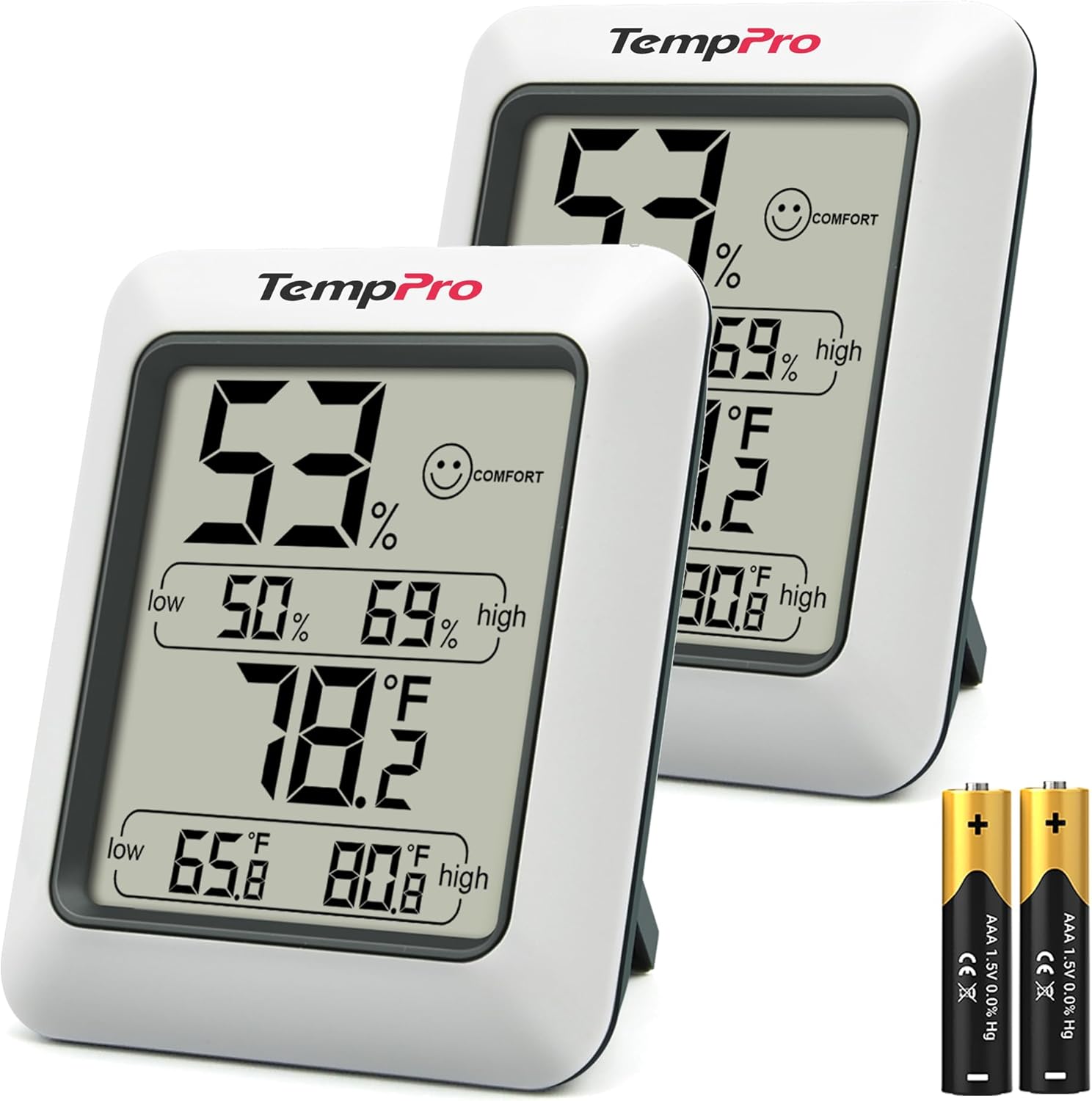 TempPro TP50 Digital Hygrometer | 2-Piece Indoor Thermometer & Humidity Gauge Set