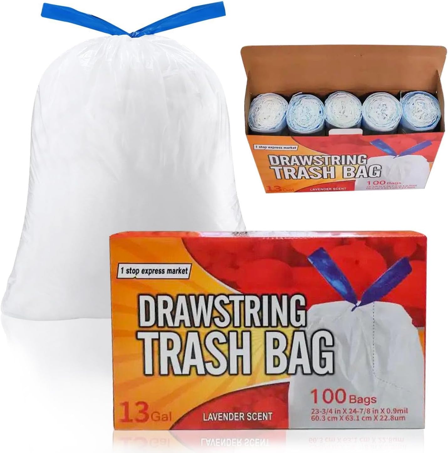 Odorshield Tall Kitchen Trash Bags - 13 Gallon Lavender Fresh, 100 Count for Odor Control