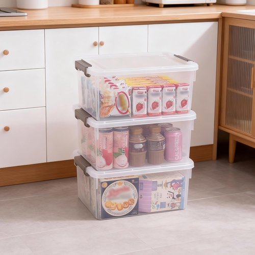 Citylife 17 QT Plastic Storage Bins - Stackable Latching Containers for Organizing Garage, Crafts & Toys