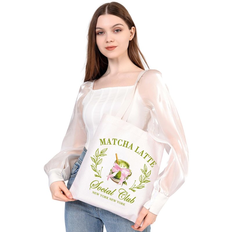 MEIKIUP Matcha Latte Lover Gift New York Matcha Latte Lover Reusable Grocery Bags Matcha Barista Gift for Matcha Drink Lover (Matcha Latte tb)