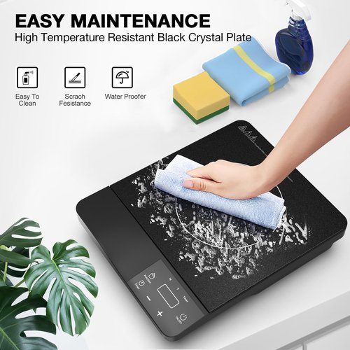 Nafewin Portable Induction Cooktop 1800W,110V Single Burner Induction Burner & Fry Pan, Hot Plate Stove Electric Burner LED Touch Control & 4H Timer, 8 Power 8 Temperature Setting for Cooking