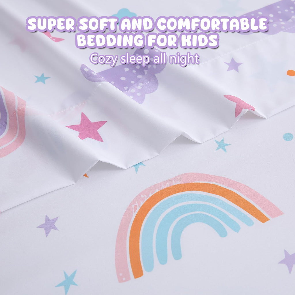 Ocharo Kids Twin Size Sheets Set - Soft Microfiber Bed Sheets 3 Pieces - Deep Pocket Wrinkle Free, Rainbow Printed Bedding Sets Breathable for Girls Teens Toddlers