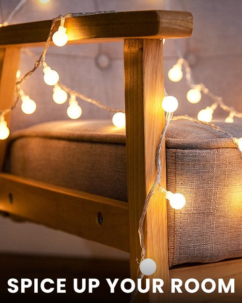 Globe String Lights - 43 Ft 100 LED Fairy Lights with Remote & Timer | Warm White Twinkle Decor for Indoor/Outdoor Use