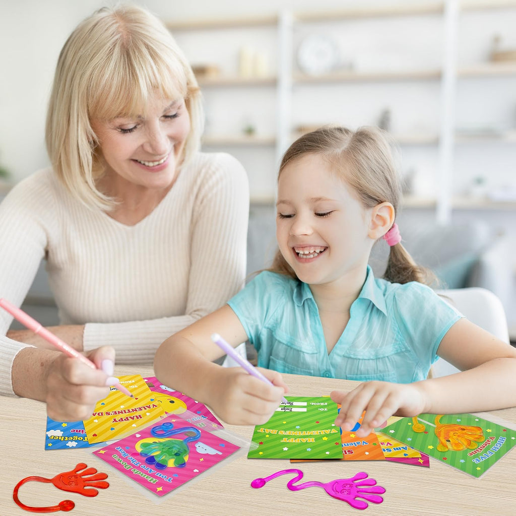 Valentine's Day Gifts for Kids | 28-Pack Slappy Hands Toys with Exchange Cards - Fun Non-Candy Classroom Favors