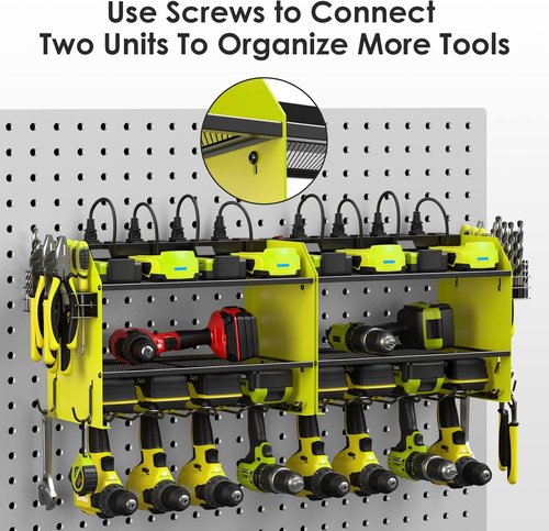 CCCEI Modular Power Tool Organizer - Wall Mount Charging Station & Heavy Duty Rack | 2 Pack Green