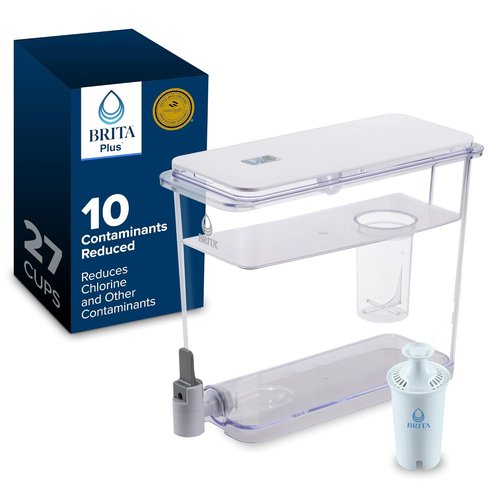 Brita UltraMax Water Dispenser - 27 Cup Capacity with 1 BritaPlus Filter - Sleek White Design