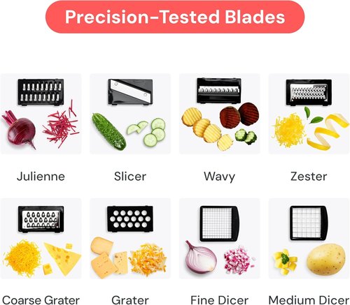 Fullstar All-In-One Vegetable Chopper | Versatile Food Chopper with Container & Julienne Slicer (8-in-1, Black)