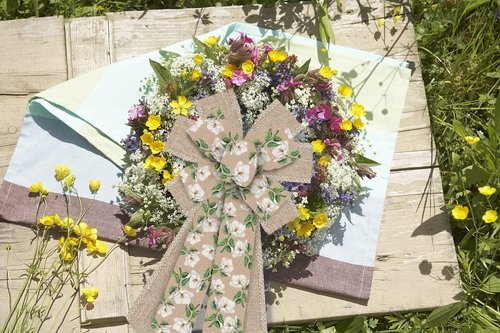 Hying Large Spring Wreath Bow - Burlap White Magnolia Flower Design for Indoor/Outdoor Decor