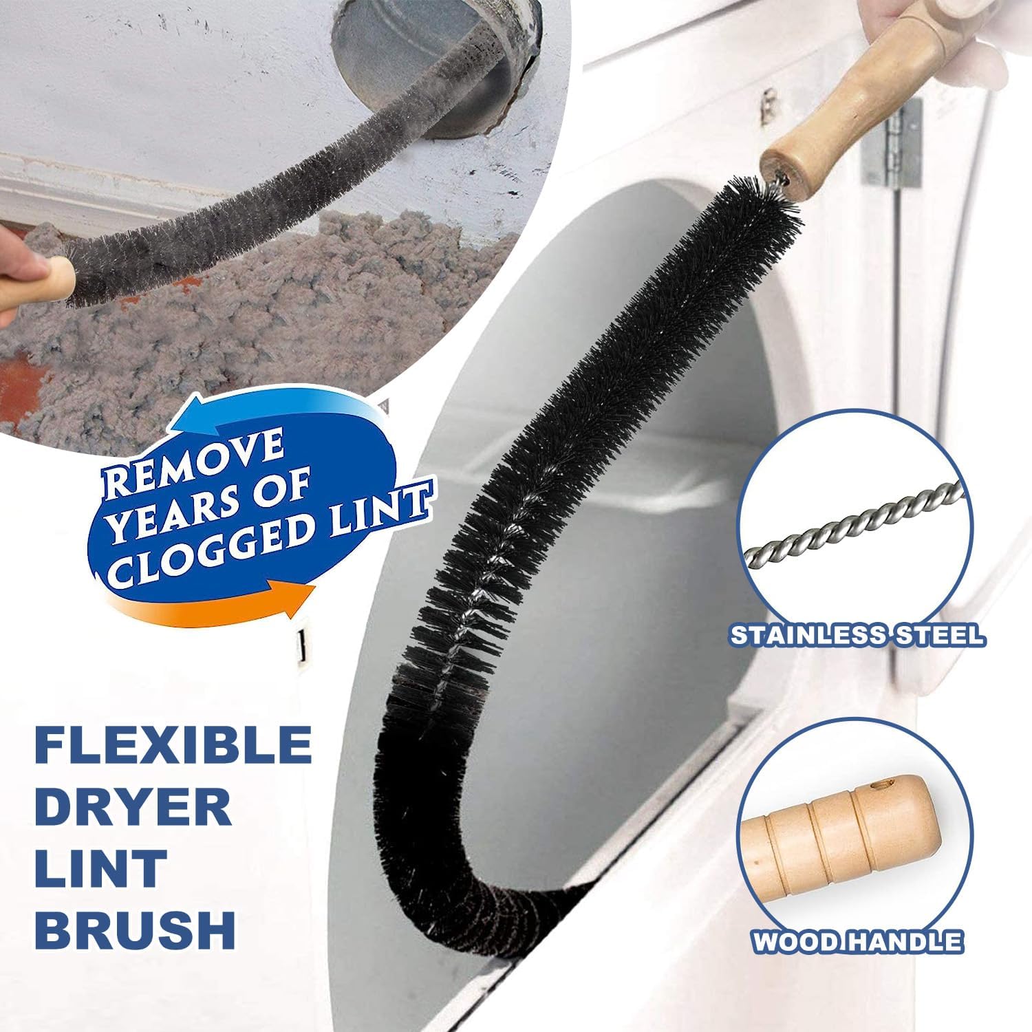 Sealegend Dryer Vent Cleaner Kit - 2-Piece Lint Vacuum Attachment & Flexible Brush for Efficient Cleaning