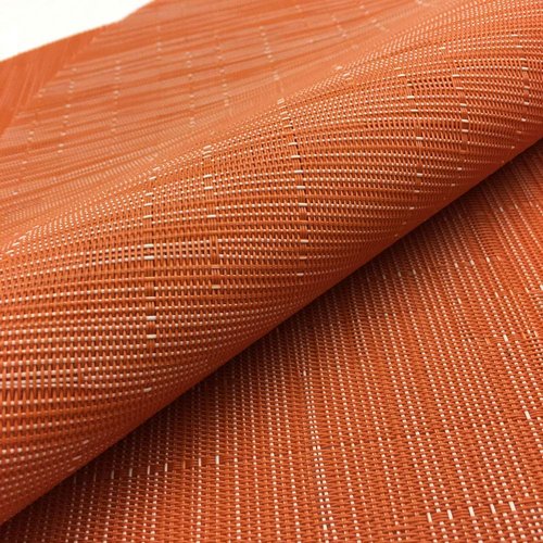Placemats,Red-A Imitation Bamboo Oval Woven Vinyl Heat Resistant Placemats Washable Table Mats for Kitchen Table Set of 4,Orange