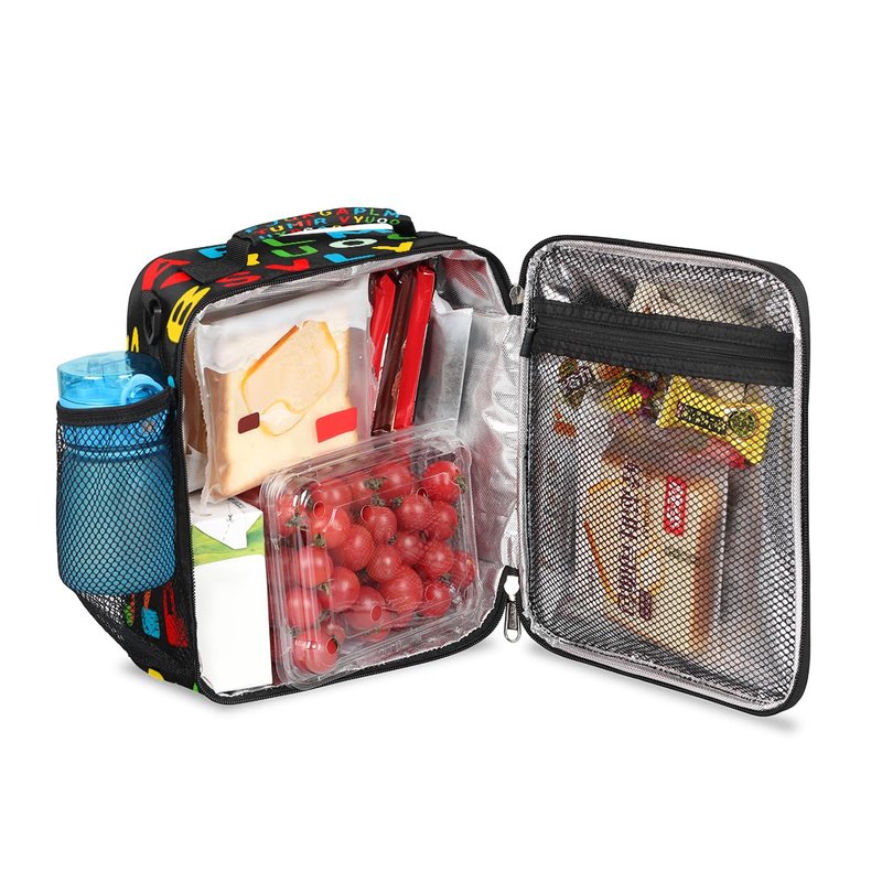 UOYO Colorful Alphabet Lunch Box, Letter Education Lunch Bag Insulated Lunchbox Reusable Cooler Bag for Office Work Picnic