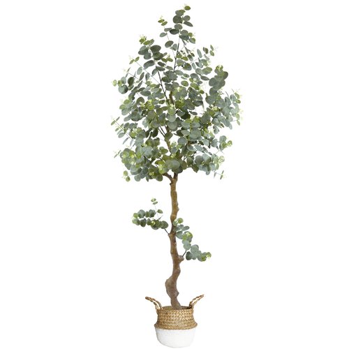 Lovaplants Artificial Eucalyptus Tree 6ft, Faux Plant with Basket, Fake Eucalyptus Trees with White Silver Dollar Leaves, Faux Potted Plants for Home Office Decor Indoor Outdoor
