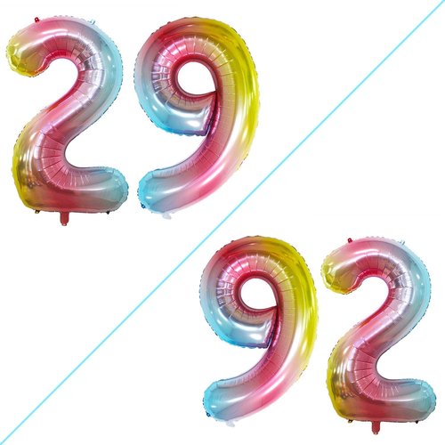 GOER Jumbo 29-Inch Foil Balloons - Vibrant Rainbow Decorations for 29th Birthday Party