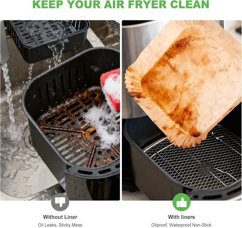 EcoSuneats 360 Pcs Heavy-Duty Air Fryer Liners - 8x8 Inch Non-Stick Parchment Paper for Easy Cleanup | Fits 5-8 QT Baskets