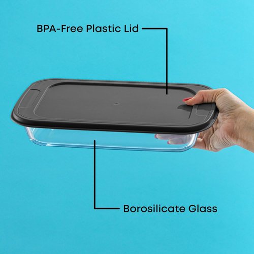 JoyJolt 8-Piece Borosilicate Glass Baking Dish Set - Rectangle Deep Oven Dishes with Black Lids | Ideal for Lasagna, Casseroles & Cakes