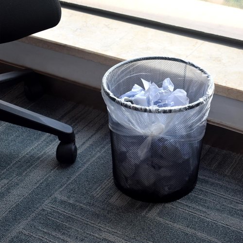 High Density 7-10 Gallon Clear Trash Can Liners by [Brand Name] - 24'' x 24'', 1000 Count for Office & Industrial Use